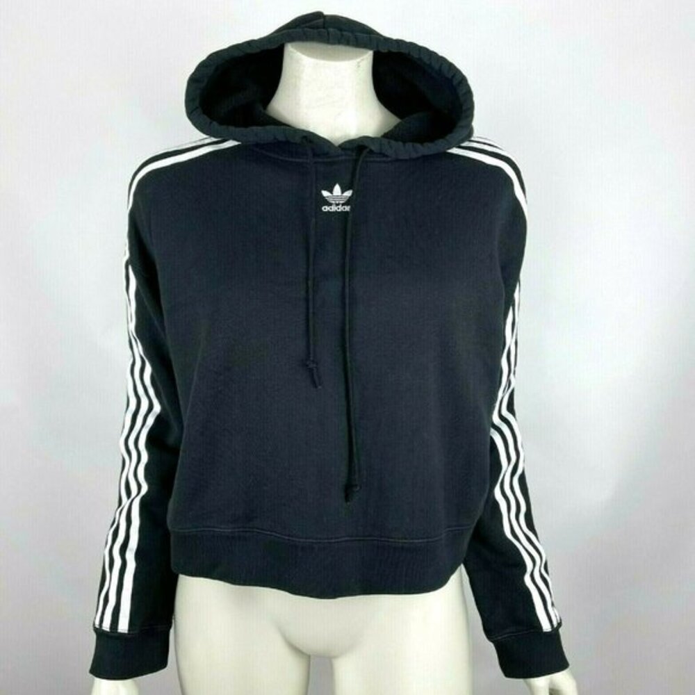 ADIDAS Originals Cropped Hoodie Jacket Sweatshirt Cotton Long Sleeve Women M